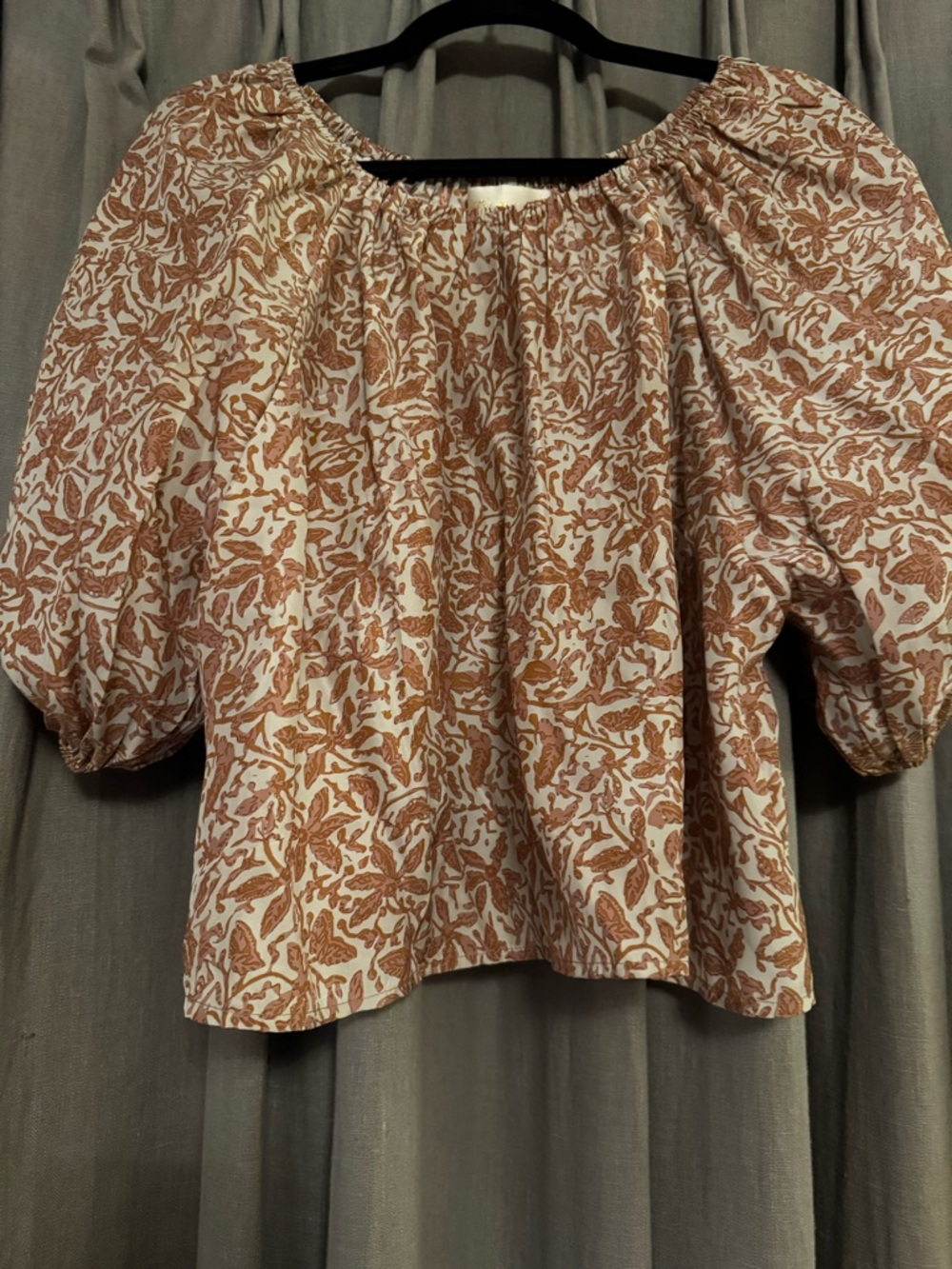 Natalie Martin Boho Puff Sleeve Peasant Top — Rust Floral xs - Picture 4 of 4